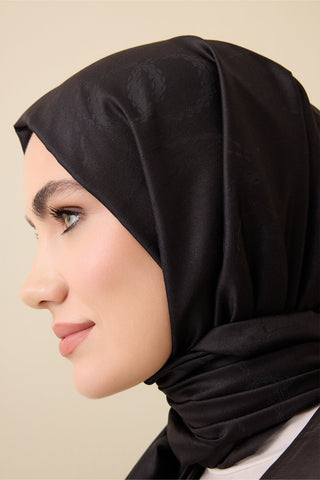 Püskül Noor Siyah Jakar İpek Şal 70x200