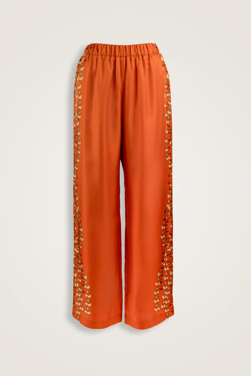 Tassel Noor Orange Plain Silk Trousers