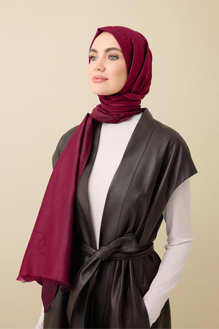 Püskül Noor Vişne Çürüğü Jakar İpek Şal 70x200