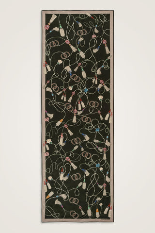 Püskül Noor Yeşil Floş Pamuk Şal 70x210
