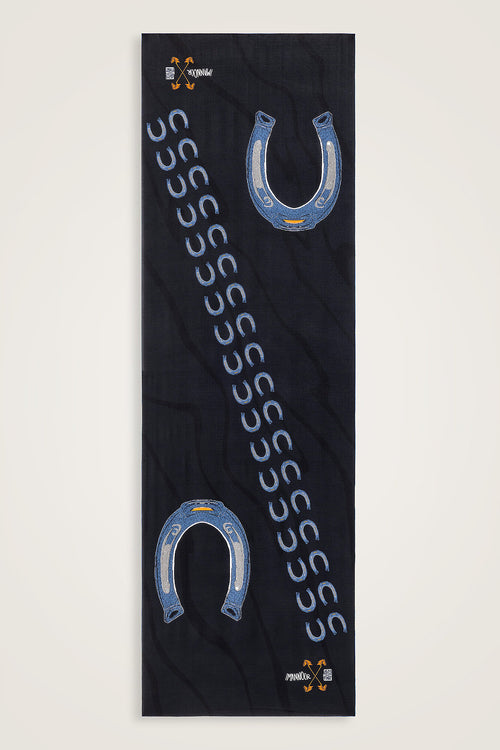 Wind Trace Black Crepe Silk Scarf