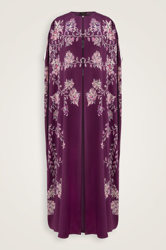 Şakayık Mürdüm İpek Abaya