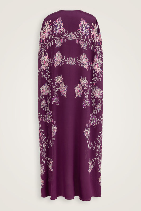 Şakayık Mürdüm İpek Abaya