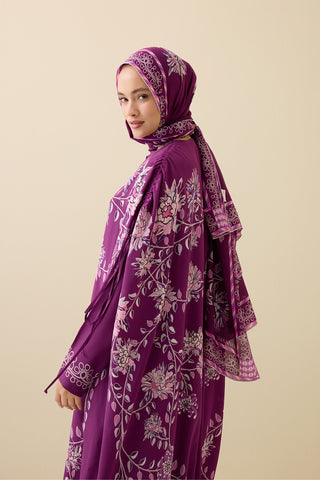 Şakayık Mürdüm İpek Abaya