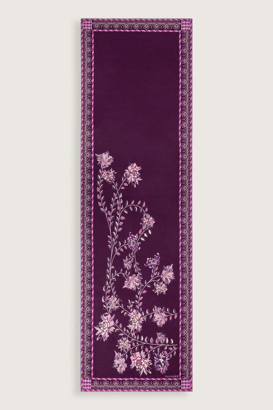 Şakayık Mürdüm Krep İpek Abaya Şalı 70x210