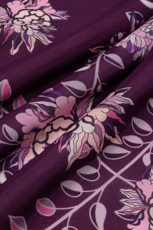 Şakayık Mürdüm Krep İpek Abaya Şalı 70x210