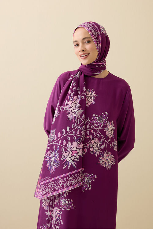 Peony Plum Silk Abaya Shawl
