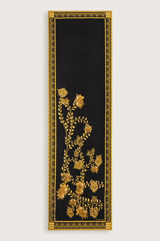 Şakayık Siyah-Altın Krep İpek Abaya Şalı 70x210