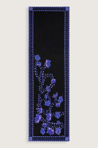 Şakayık Siyah-Saks Krep İpek Abaya Şalı 70x210