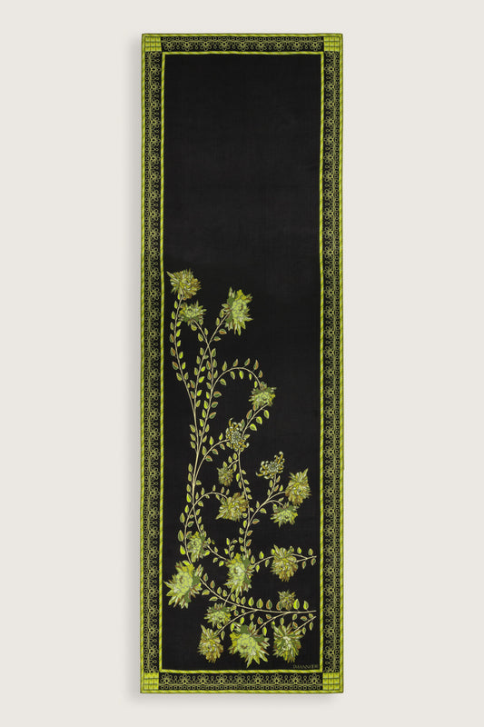 Şakayık Yeşil Krep İpek Abaya Şalı 70x210