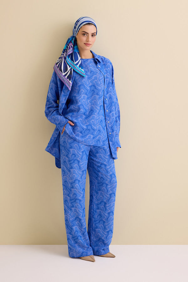 Saxon Linen Jacquard Trousers