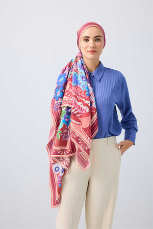 Saksılar Pembe Pamuk İpek Şal 70x210