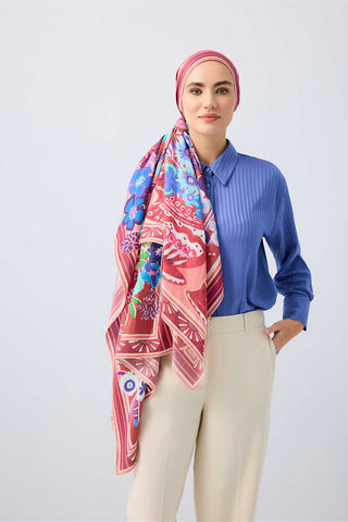 Saksılar Pembe Pamuk İpek Şal 70x210