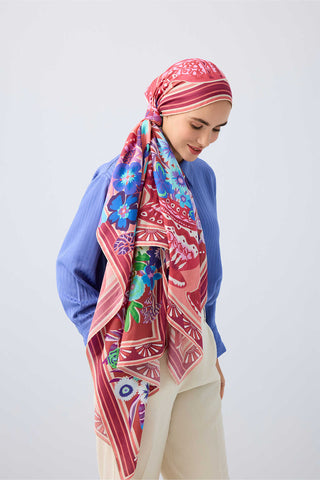 Saksılar Pembe Pamuk İpek Şal 70x210