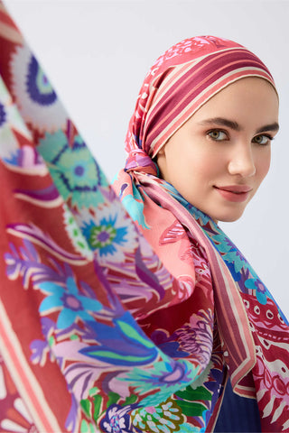 Saksılar Pembe Pamuk İpek Şal 70x210