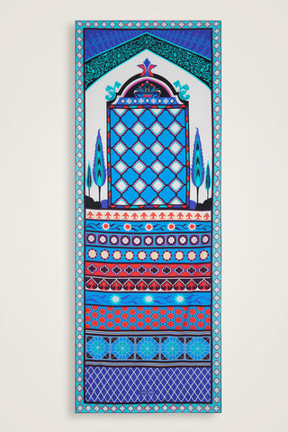 Saray Bahçesi Mavi Pamuk İpek Şal 80x210