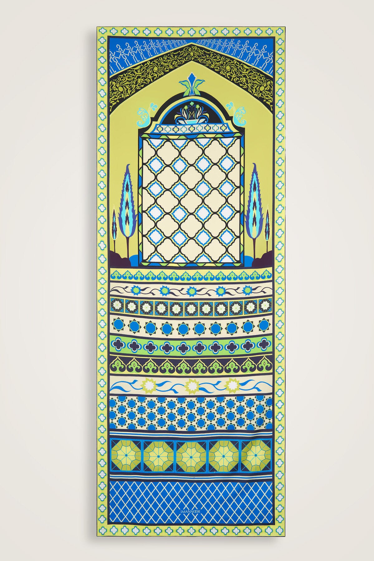 Saray Bahçesi Yeşil Pamuk İpek Şal 80x210