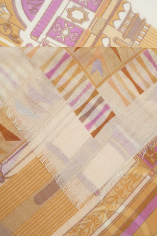 Saray Kapısı Bej Yün İpek Şal 100x200