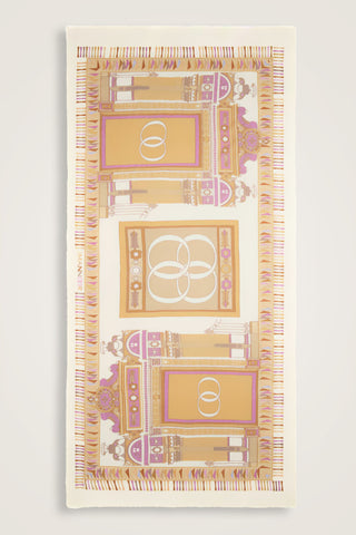 Saray Kapısı Bej Yün İpek Şal 100x200