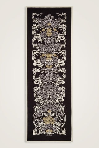 Şark Çiçeği Siyah Floş Pamuk Şal 70x210