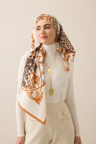 Şark Çiçeği Toprak Floş Pamuk Şal 70x210