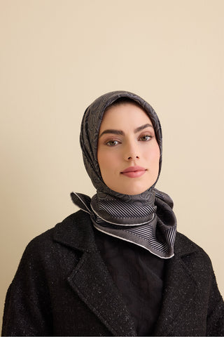 Sarma Noor Antrasit Tivil İpek Eşarp 90x90
