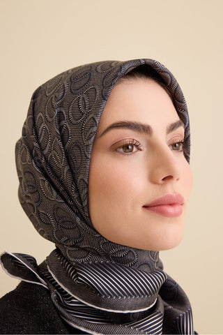 Sarma Noor Antrasit Tivil İpek Eşarp 90x90