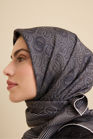 Sarma Noor Antrasit Tivil İpek Eşarp 90x90