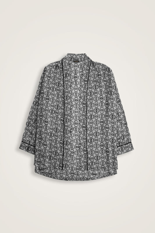 Sarma Noor Gri İpek Kısa Kimono