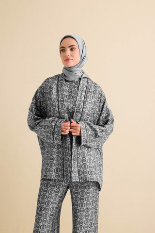 Sarma Noor Gri İpek Kısa Kimono