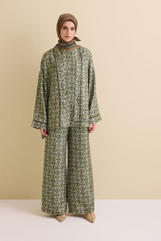 Sarma Noor Haki İpek Kısa Kimono
