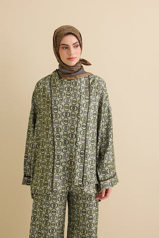 Sarma Noor Haki İpek Kısa Kimono