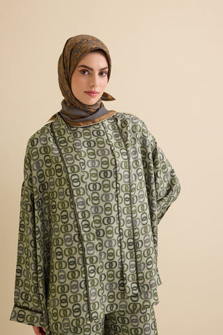 Sarma Noor Haki İpek Kısa Kimono