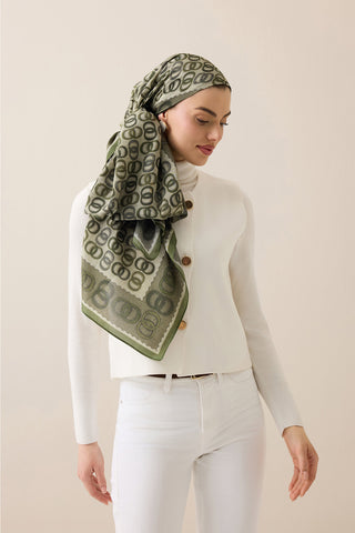 Sarma Noor Haki Pamuk Floş Şal 70x210