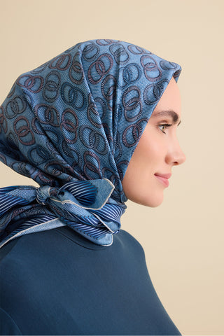 Sarma Noor İndigo Tivil İpek Eşarp 90x90