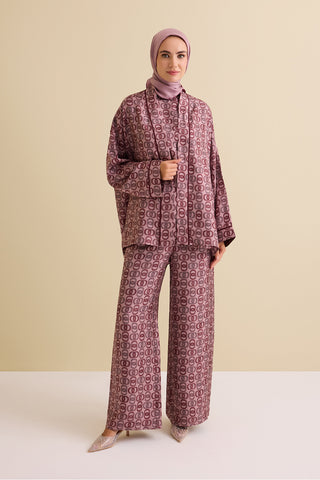 Sarma Noor Mercan İpek Kısa Kimono