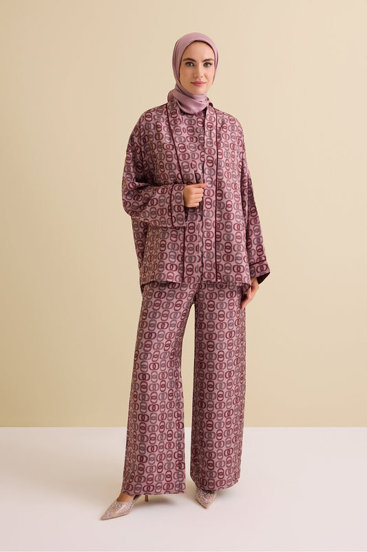 Sarma Noor Mercan İpek Kısa Kimono