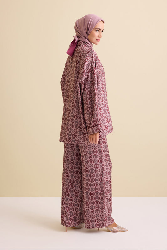 Sarma Noor Mercan İpek Kısa Kimono
