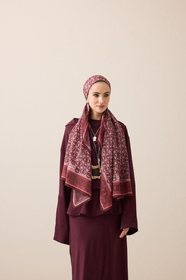 Sarma Noor Mercan Pamuk Floş Şal 70x210