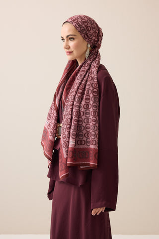 Sarma Noor Mercan Pamuk Floş Şal 70x210