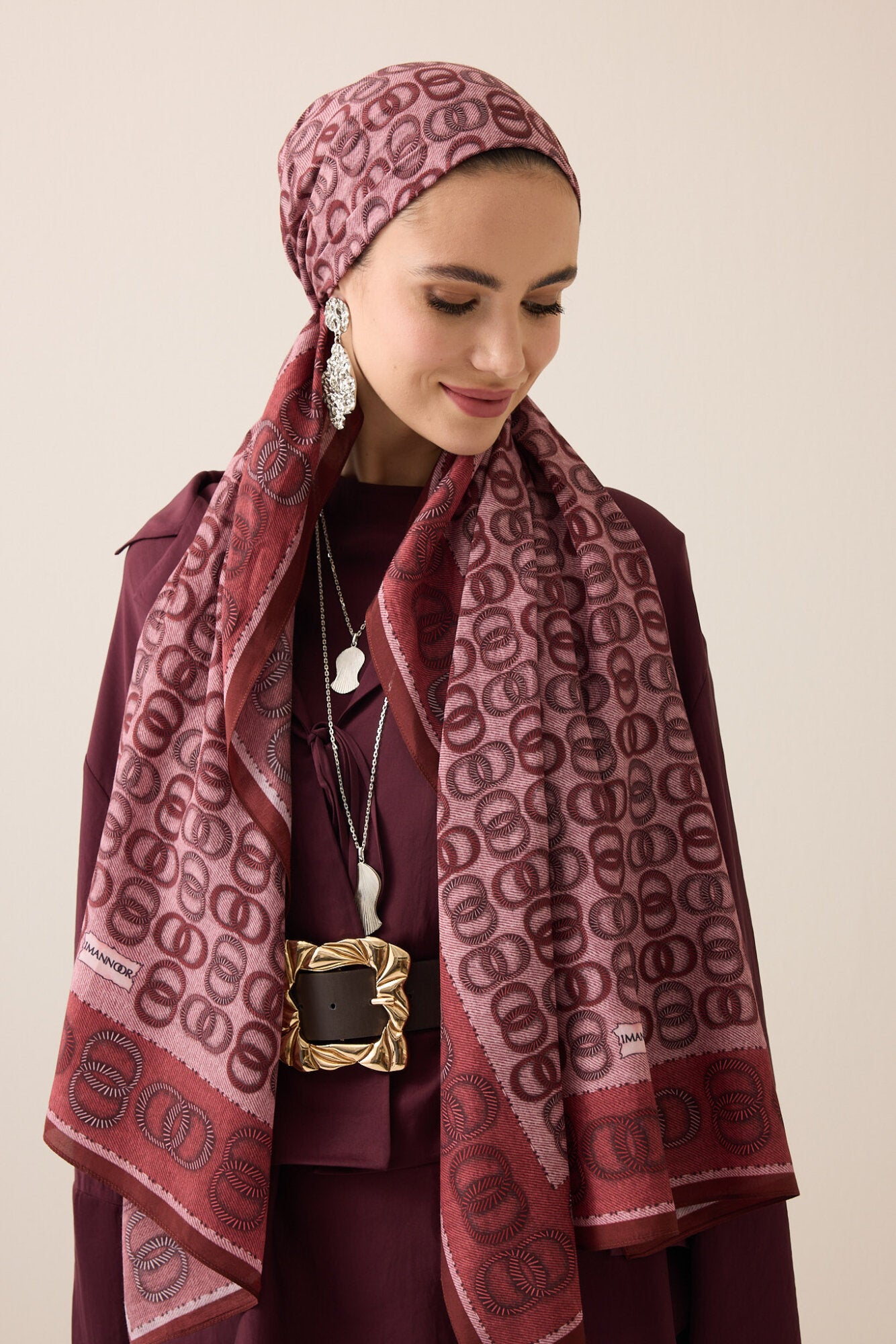 Sarma Noor Mercan Pamuk Floş Şal 70x210