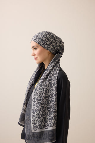 Sarma Noor Siyah-Beyaz Pamuk Floş Şal 70x210