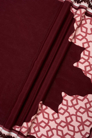 Sekiz Lale Bordo Krep İpek Şal 70x200