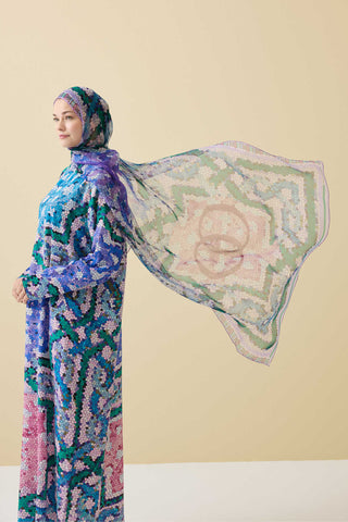 Selçuk Güneşi Lila Krep İpek Şal 80x210