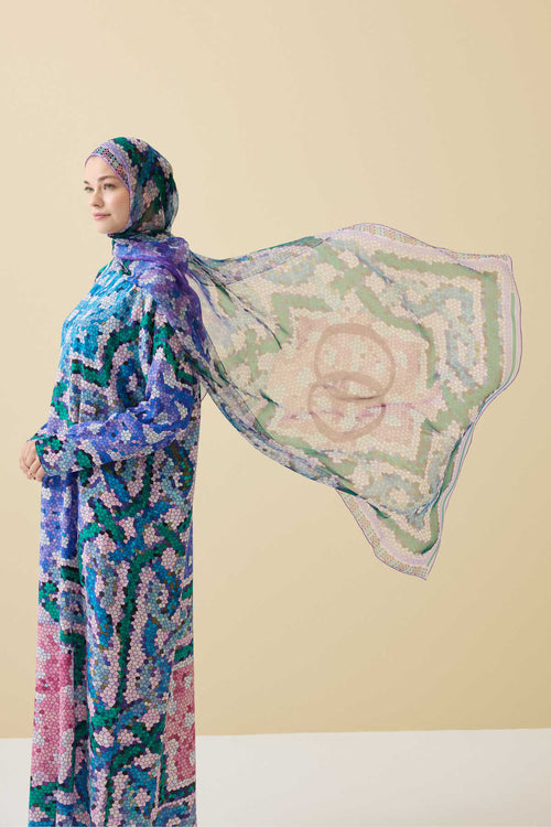 Seljuk Sun Lilac Crepe Silk Shawl