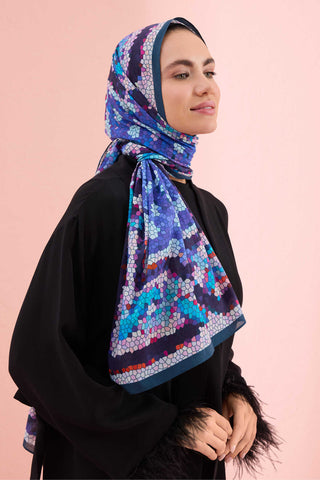 Selçuk Güneşi Mor-Mavi Pamuk Şal 70x210