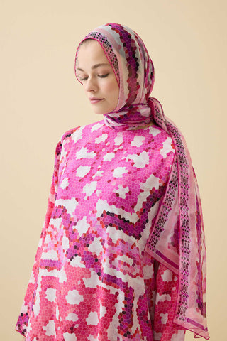 Selçuk Güneşi Pembe Krep İpek Elbise