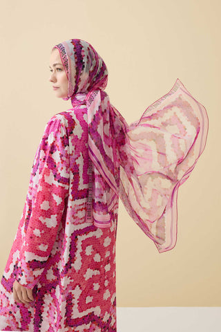 Selçuk Güneşi Pembe Krep İpek Şal 80x210