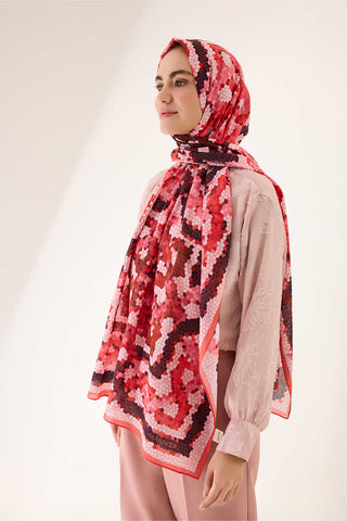 Selçuk Güneşi Pembe Pamuk Şal 70x210