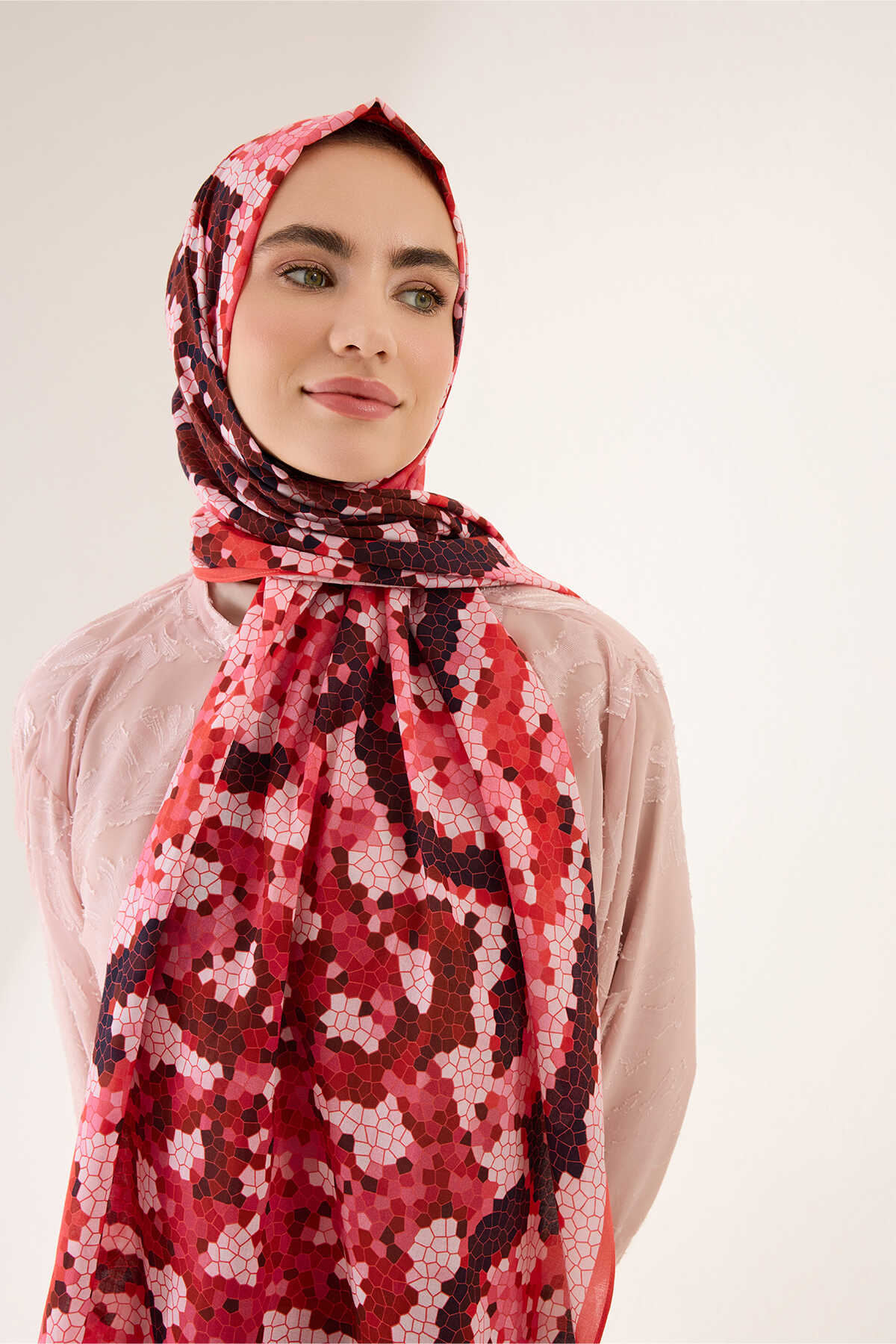 Selçuk Güneşi Pembe Pamuk Şal 70x210